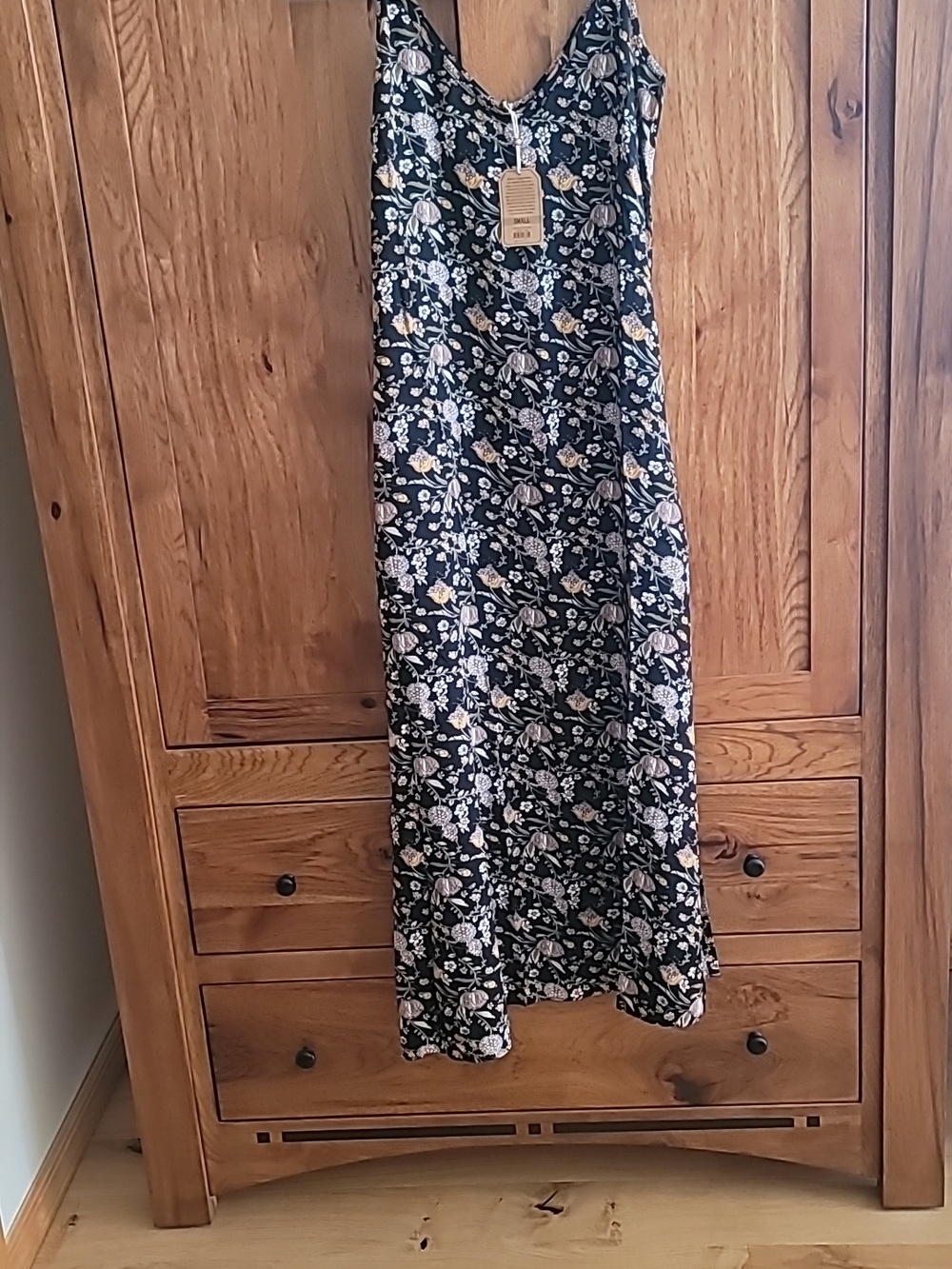 NATURAL LIFE Black Floral Slip Maxi Dress with Yellow Accents